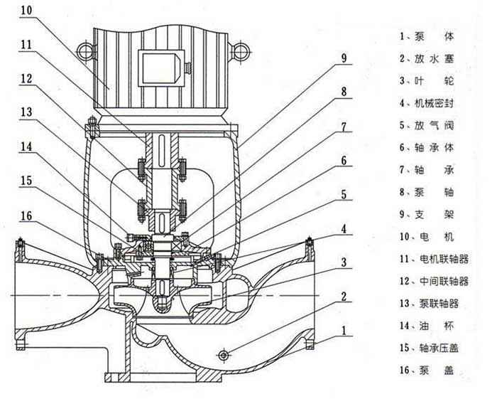 ISG立式管道离心泵结构图